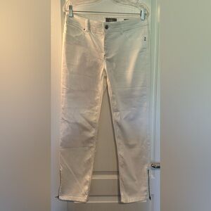 Chico’s So Slimming Ankle Crop White Jeans Zipper Detail NWT Sz 0 (US 4)